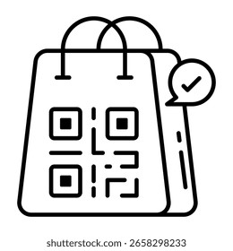 Um ícone de desenho de linha da digitalização de código de barras