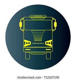 Line Design Icon of Front View Truck  in Blue Dark Background  Vector