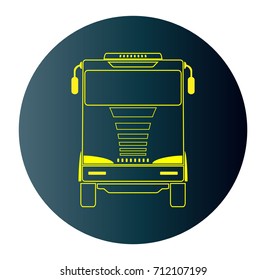 Line Design Icon of Front View Truck  in Blue Dark Background  Vector