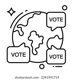 A line  design icon of global vote
