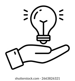 Un icono de diseño de línea de cuidado de ideas
