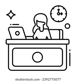 A line design icon of receptionist 