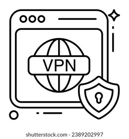 Un icono de diseño de línea de VPN segura 