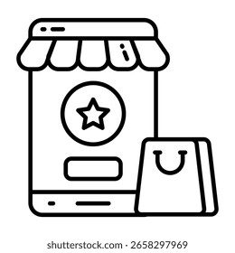 Icono de diseño de línea de App de compras