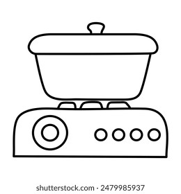 A line design icon of stove


