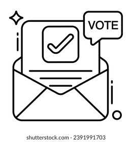 A line design icon of vote mail 