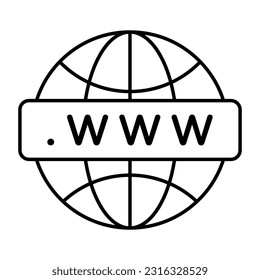 icono de diseño de línea del navegador web, www vector 