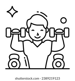Icono de diseño de línea de levantamiento de pesas 