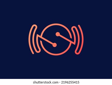 letra de diseño de línea S que trata de expresar acerca de la conexión wifi, el radar de antena o el símbolo de frecuencia