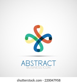 Line design logo, geometric abstract business identity icon, connected lines, symmetric loop logotype