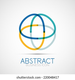Line design logo, geometric abstract business identity icon, connected lines, symmetric loop logotype