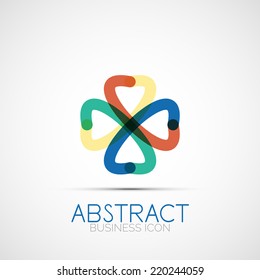 Line design logo, geometric abstract business identity icon, connected lines, symmetric loop logotype