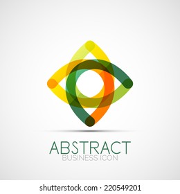 Line design logo, geometric abstract business identity icon, connected lines, symmetric loop logotype
