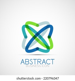 Line design logo, geometric abstract business identity icon, connected lines, symmetric loop logotype