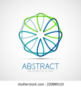 Line design logo, geometric abstract business identity icon, connected lines, symmetric loop logotype