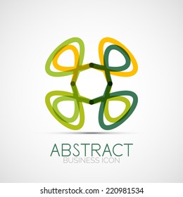 Line design logo, geometric abstract business identity icon, connected lines, symmetric loop logotype
