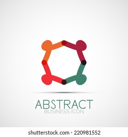 Line design logo, geometric abstract business identity icon, connected lines, symmetric loop logotype