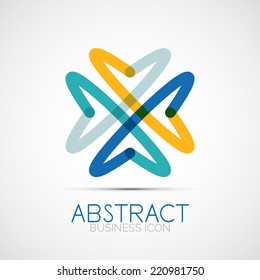 Line design logo, geometric abstract business identity icon, connected lines, symmetric loop logotype