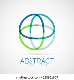 Line design logo, geometric abstract business identity icon, connected lines, symmetric loop logotype