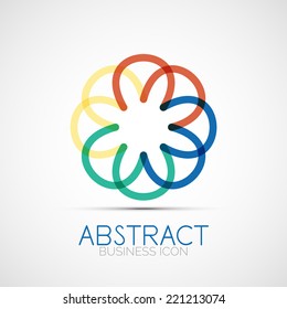 Line design logo, geometric abstract business identity icon, connected lines, symmetric loop logotype