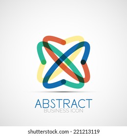 Line design logo, geometric abstract business identity icon, connected lines, symmetric loop logotype