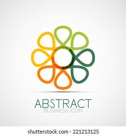 Line design logo, geometric abstract business identity icon, connected lines, symmetric loop logotype