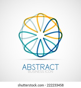 Line design logo, geometric abstract business identity icon, connected lines, symmetric loop logotype Line design logo, geometric abstract business identity icon, connected lines, symmetric loop logotype