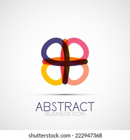 Line design logo, geometric abstract business identity icon, connected lines, symmetric loop logotype 