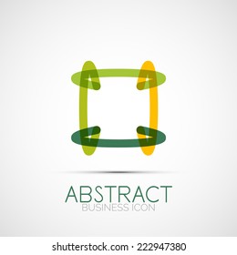 Line design logo, geometric abstract business identity icon, connected lines, symmetric loop logotype 