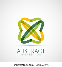 Line design logo, geometric abstract business identity icon, connected lines, symmetric loop logotype