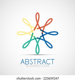 Liniendesign-Logo, geometrisches abstraktes Business-Identitätssymbol, verbundene Linien, symmetrischer Logotyp