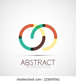Line design logo, geometric abstract business identity icon, connected lines, symmetric loop logotype