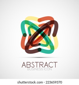 Line design logo, geometric abstract business identity icon, connected lines, symmetric loop logotype