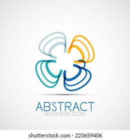 Line design logo, geometric abstract business identity icon, connected lines, symmetric loop logotype