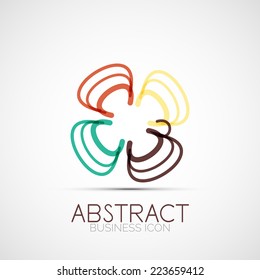 Line design logo, geometric abstract business identity icon, connected lines, symmetric loop logotype
