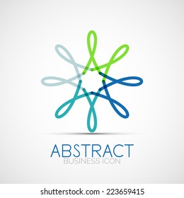Line design logo, geometric abstract business identity icon, connected lines, symmetric loop logotype