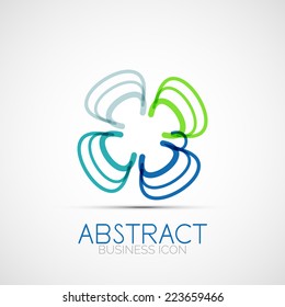 Line design logo, geometric abstract business identity icon, connected lines, symmetric loop logotype