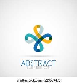 Line design logo, geometric abstract business identity icon, connected lines, symmetric loop logotype