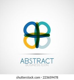 Line design logo, geometric abstract business identity icon, connected lines, symmetric loop logotype