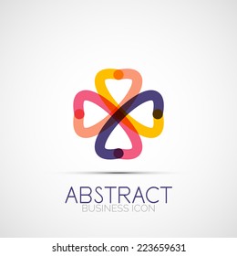 Line design logo, geometric abstract business identity icon, connected lines, symmetric loop logotype