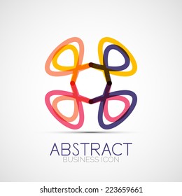 Line design logo, geometric abstract business identity icon, connected lines, symmetric loop logotype