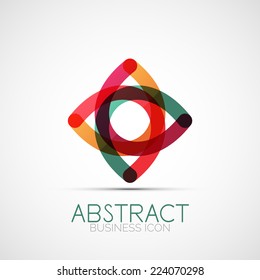 Line design logo, geometric abstract business identity icon, connected lines, symmetric loop logotype