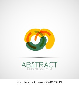 Line design logo, geometric abstract business identity icon, connected lines, symmetric loop logotype