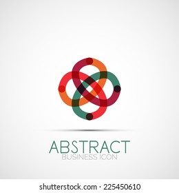 Line design logo, geometric abstract business identity icon, connected lines, symmetric loop logotype