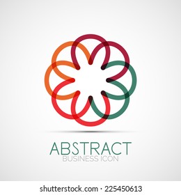 Line design logo, geometric abstract business identity icon, connected lines, symmetric loop logotype