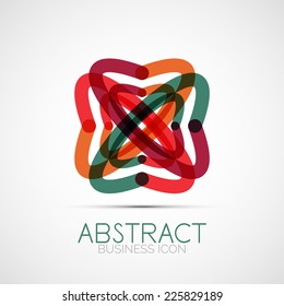 Line design logo, geometric abstract business identity icon, connected lines, symmetric loop logotype