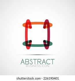 Line design logo, geometric abstract business identity icon, connected lines, symmetric loop logotype