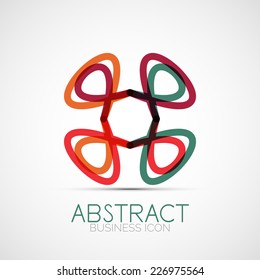 Line design logo, geometric abstract business identity icon, connected lines, symmetric loop logotype