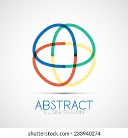 Line design logo, geometric abstract business identity icon, connected lines, symmetric loop logotype