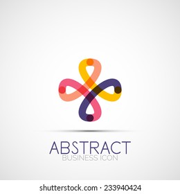 Line design logo, geometric abstract business identity icon, connected lines, symmetric loop logotype